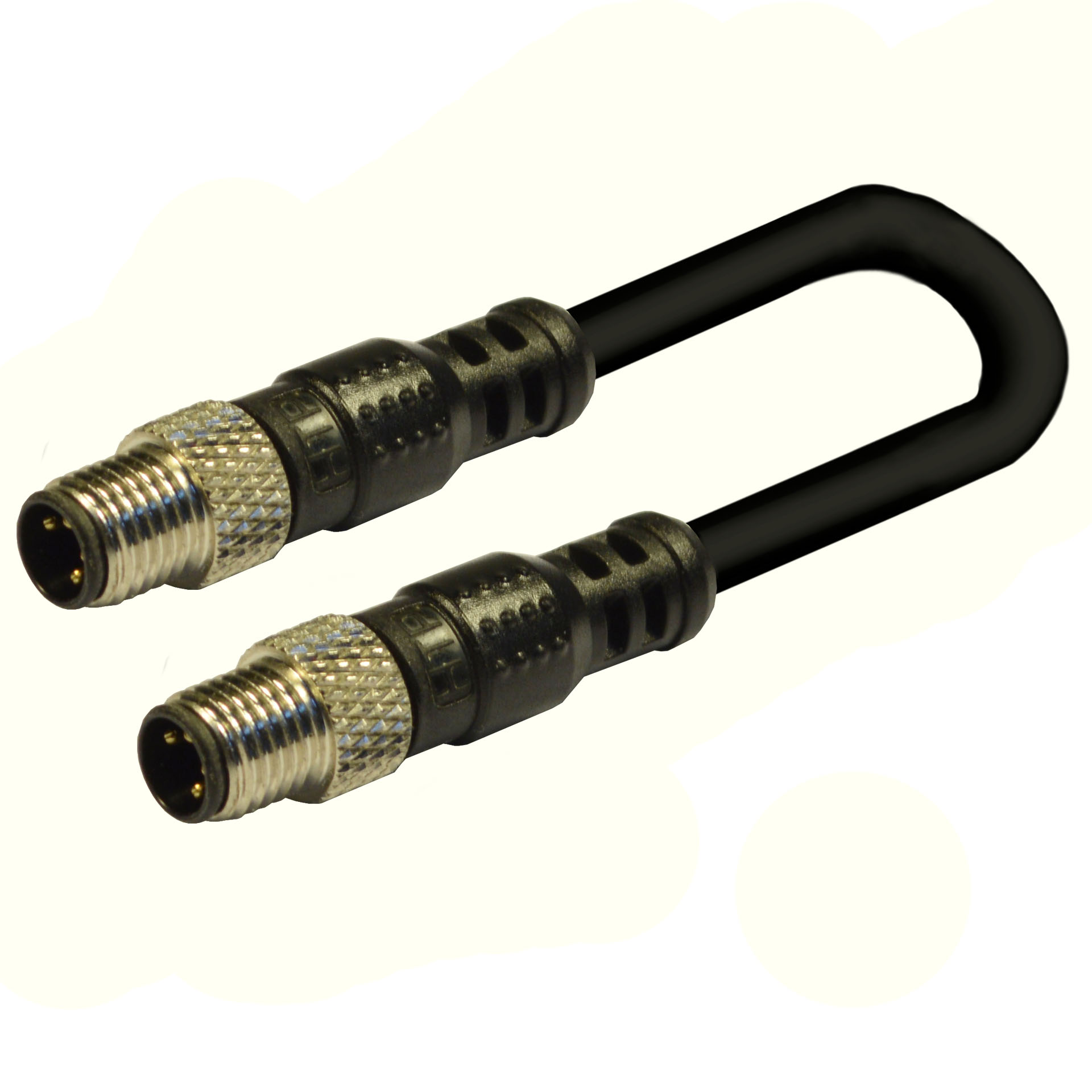 Extension M8 male 180°4p.-M8 male 180°4p. ,PUR/TPO ULstyle21576,4x22AWG,high flex,black,1m